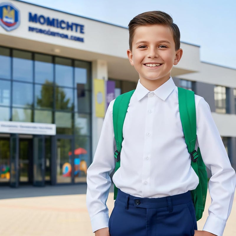 solomate Store Boys Girls Long Sleeve Button Down Shirts White Uniform Blouse School Top Formal Collared Outfits for Kids - Image 4